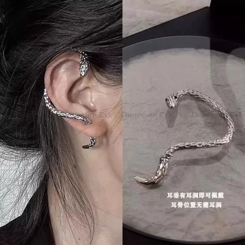 Snake Earring Clips Without Piercing Punk Non Pierced Clip Earrings Ear Cuffs for Women Men Fake Piercing Jewelry.