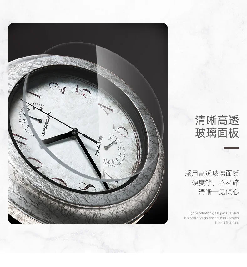 100 % wasserdichte Wanduhr, Outdoor-Uhr, Badezimmer, Küche, Terrasse, Geschäft, Wohnzimmer, dekorative Wanduhr, stilvolle, geräuschlose Wanduhr