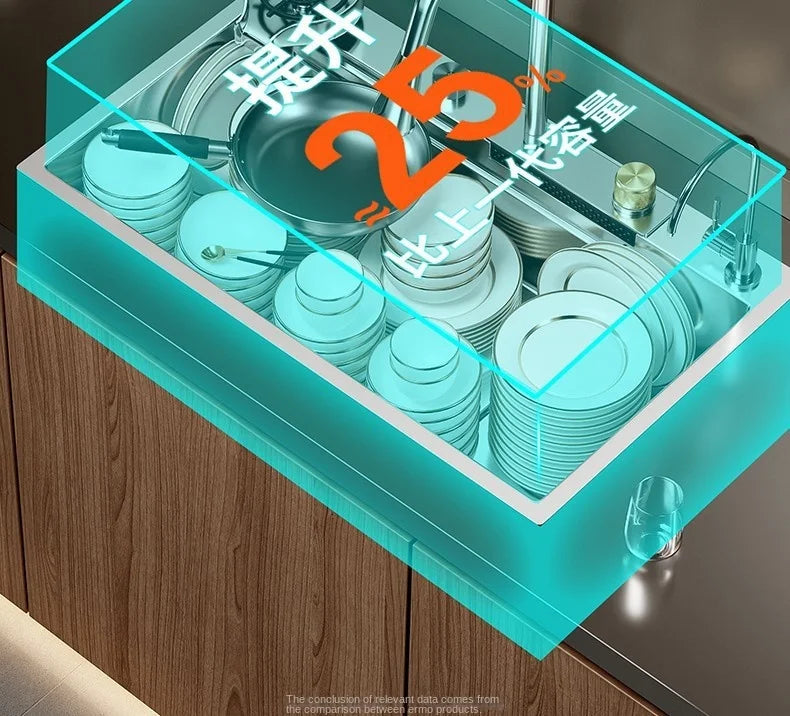 304 Stainless Steel Sink Waterfall Large Single Slot Kitchen Sink Vegetable Sink Stainless Steel Sink Household Sink