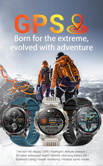 2025 New Military T-Rex 3 GPS Sports SmartWatch Compass Altimeter IP69K Waterproof Battery Call heart rate Fitness Bracelet Men.