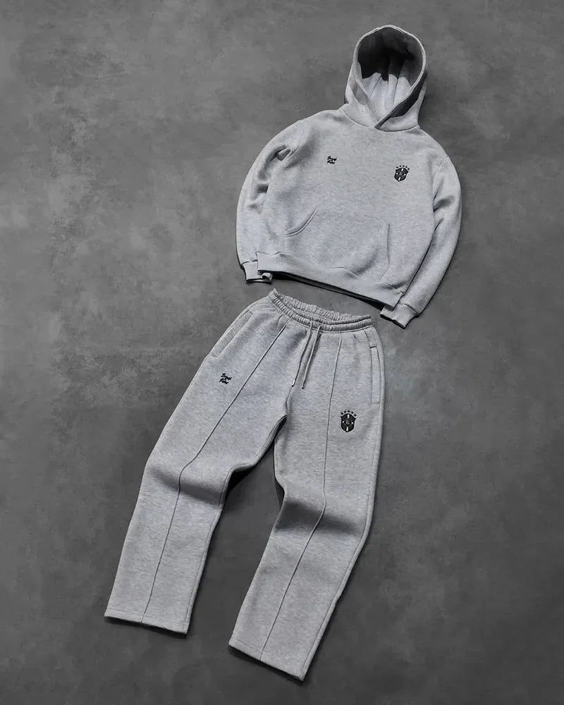 Brazil Hoodies Grey And Jogger 2pcs Set Men Y2k Harajuku Streetwear Hoodie Sportswear Gothic Street Oversized Sweatshirt Pants.