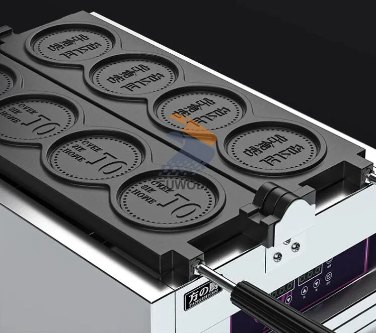 4pcs Non-stick Coating Gold Coin Waffle Machine Korean 10 Won Gold Coin Waffle Maker Machine 3000W Round Coin Cake Machine.