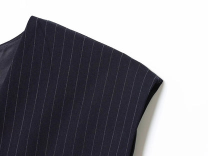 ZERAINS Autumn women's sleeveless V-neck short vest loose fit with waistband pleated high waisted pants set.