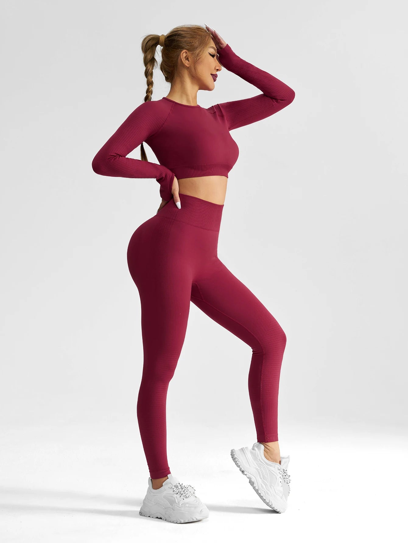 Women's Seamless Tracksuit 2Pieces Set Women Clothing Sportswear Woman Gym Sports Leggings And  Tops Pant Sets Sport Yoga Clothe.