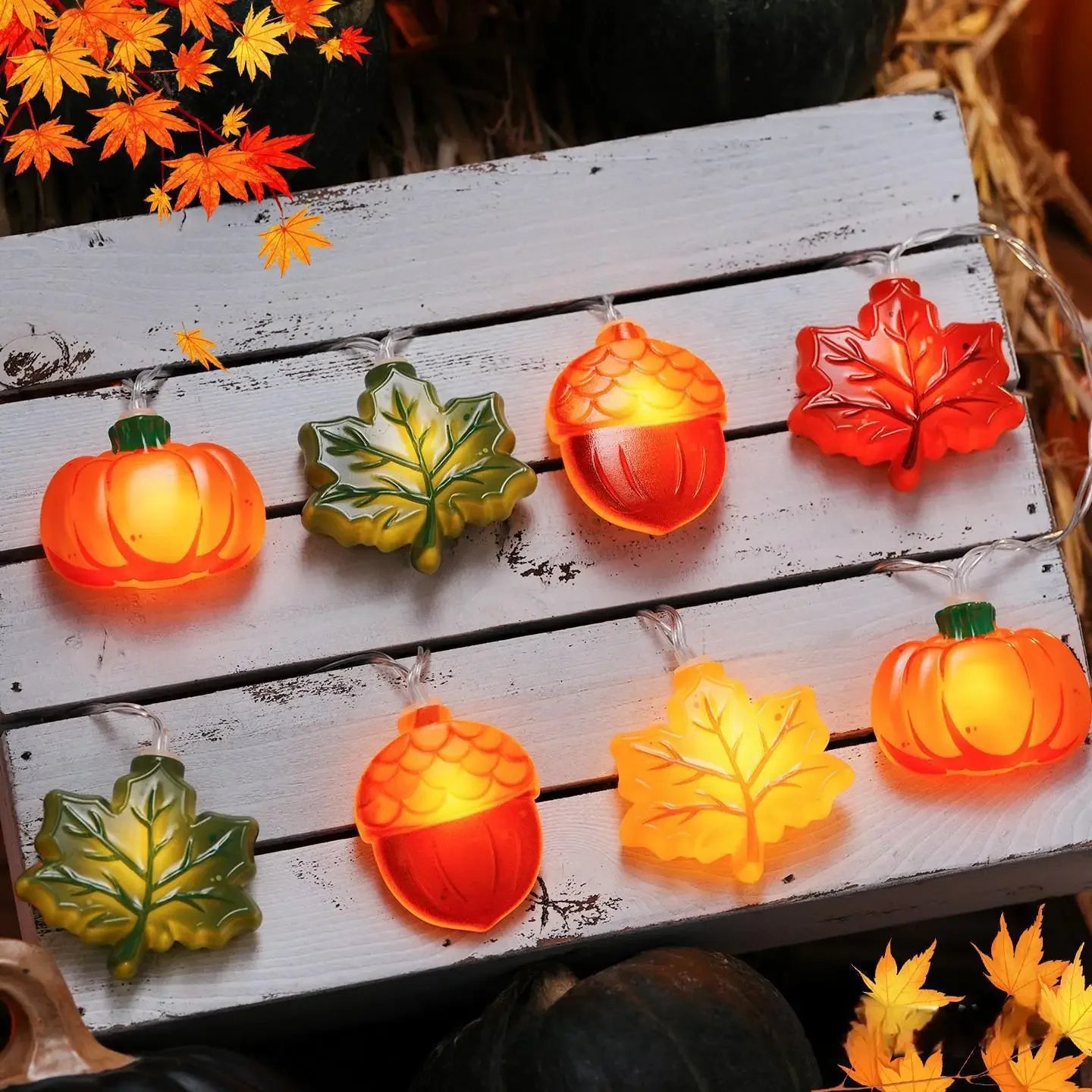 1,5/3 m Halloween LED Kürbis Lichterkette Mutter Ahornblatt Lampe Hause Weihnachten Party Dekoration Hängen Lichter Thanksgiving geschenke.