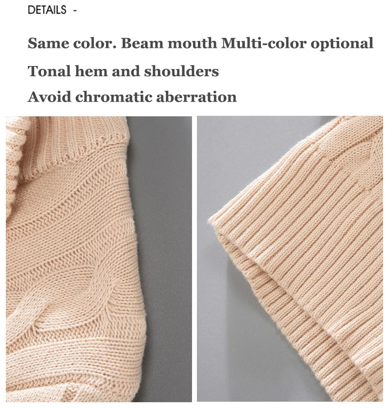 pure Cotton Sweaters Men's High Quality Autumn Cable Knit Christmas Sweater With Zipper Turtleneck Pullovers Zipper Pull Homme.