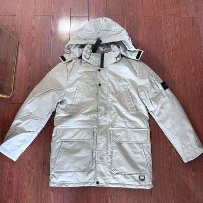 Compass Top Patch Italian Luxury Style  men's Solid color pointy collar single-breasted quilted jacket Nylon Grade 3 waterproof.