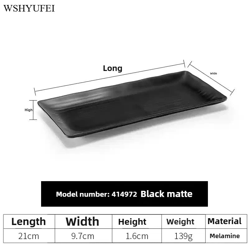 Black Melamine Plate Plastic Barbecue Dish Commercial Cutlery Kitchen Dinner Plates Not Easily Broken Tableware Accessories