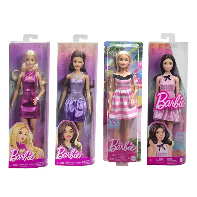 Original Barbie Doll Fashionistas Blond Hair Pink Dress Bracelet Silvery Necklace Toys for Girls Dolls Accessories Birthday Gift.