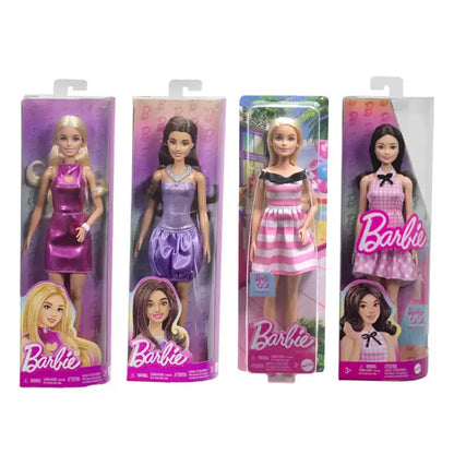 Original Barbie Doll Fashionistas Blond Hair Pink Dress Bracelet Silvery Necklace Toys for Girls Dolls Accessories Birthday Gift.