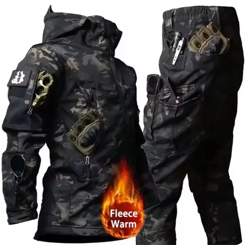 Winter Autumn Fleece Men Jacket Tactical Waterproof Suit Outdoor Fishing Hiking Camping Tracksuits Coat Thermal Suit.