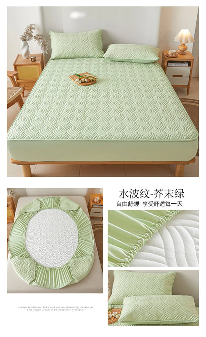 Dreamreal Cotton Thick Quilted Mattress Cover Anti-bacterial Anti-mite Mattress Protector Topper Pad Soft Fitted Sheet 6 Colors.