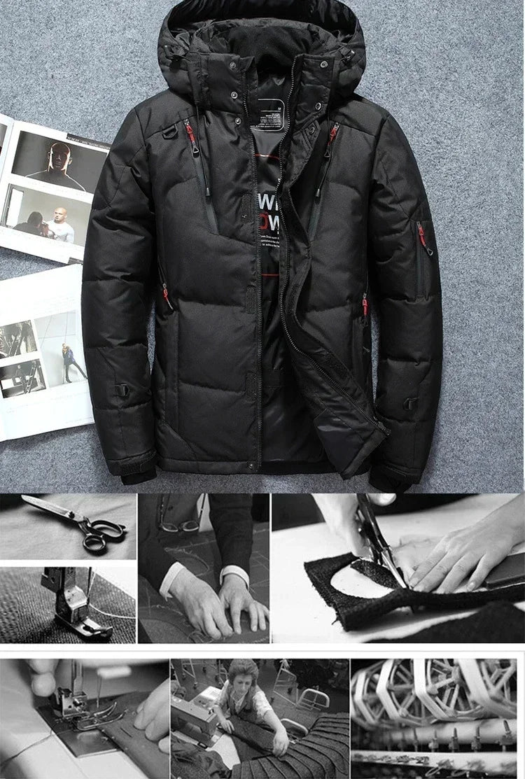 Men White Duck Down Parkas -20 Degree Winter Jacket Men's Thick Warm Snow Parkas Overcoat Windbreaker Hooded Parkas Coat Hombre.