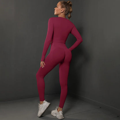 Seamless Yoga Set Crop Top High Waist Leggings Suits Women High Quality Workout Fitness Sportswear Two Piece Set For Women