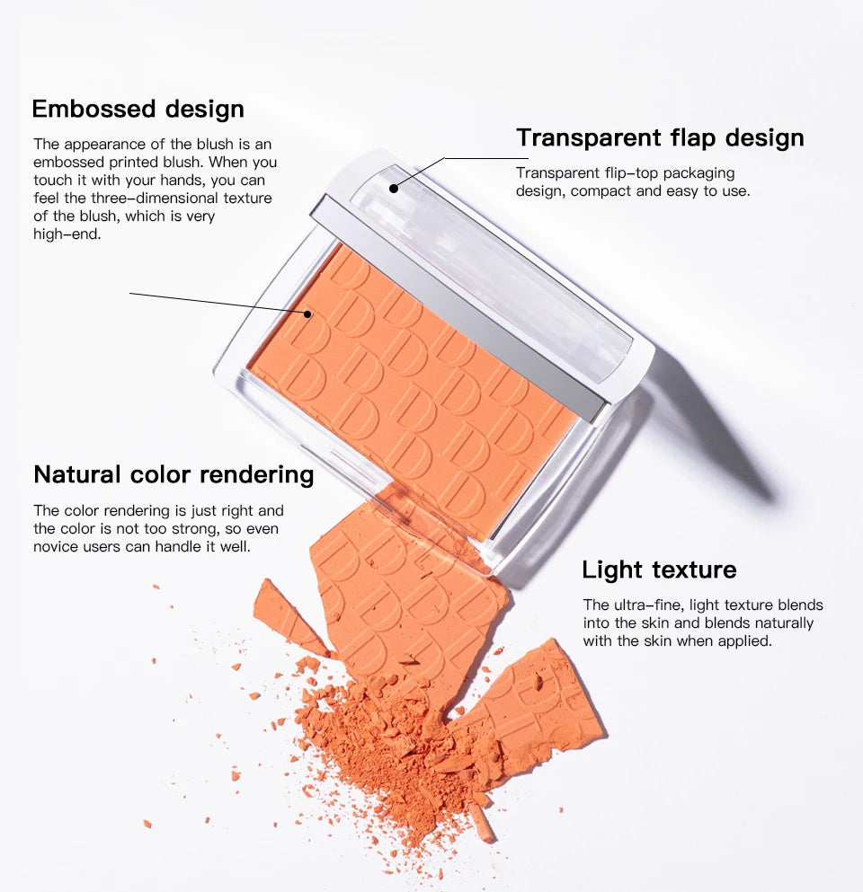 Face Blusher Matte Natural Cheek Tint Brighten Face Pink Red Face Contouring Cosmetics Blush Powder Soft Female Makeup.