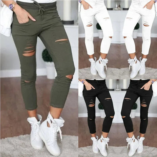 Zerrissene Jeans für Damen, große Größe, zerrissene Hose, Stretch-Bleistifthose, Leggings, Damenjeans, Damenjeans