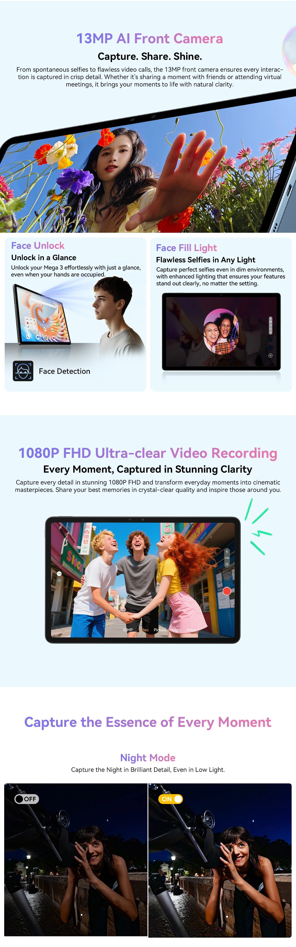 Blackview Mega 3 [No EU Charger] Tablet 8800mAh 36(12+24)GB+256GB 12.1" FHD 50MP+13MP Android 15 90Hz Dual SIM 4G 1080P IPS