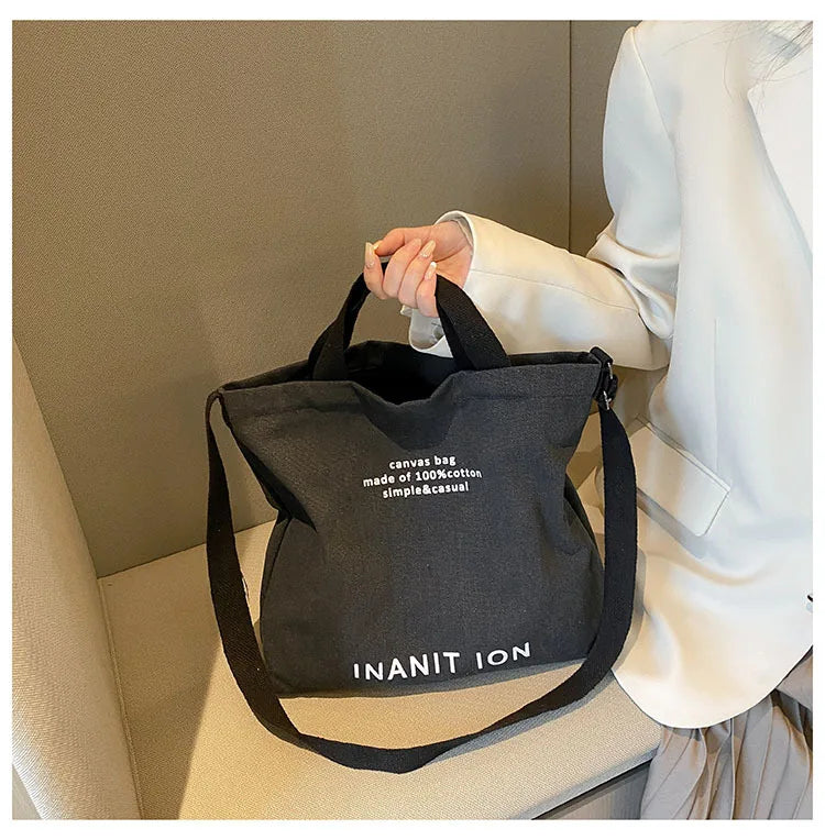 Japanese Canvas Men's and Women's Simple Cross-body Bag Wash Canvas Thick Handbag Large Capacity Arts Students Package Satchel