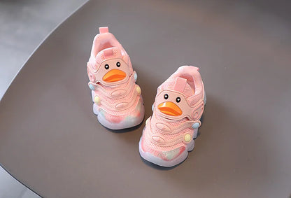 Children Led Casual Shoes Cute Cartoon Duck Sneakers Toddler Glowing Tennis Shoes Boys Girls Breathable Mesh Sports Shoes Sapato.
