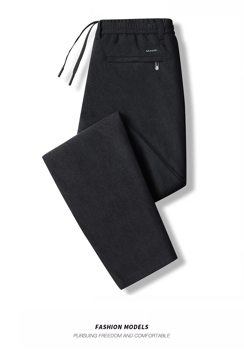 Men's Casual Pants Elastic Waist Sweatpants Autumn Winter Clothes Drawstring Trousers Male Corduroy Warm Large Size Pants.