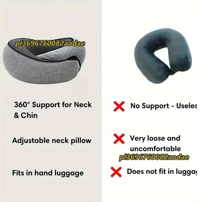 Travel Neck Pillow Memory Foam U-shaped Pillow Snail Style Travel Neck Support Portable Adjustable Soft Noon Break Sleep Pillows.