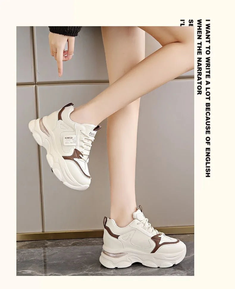 Women Thick Bottom Ultra-light Sneakers New Spring Autumn White Sports Shoes Casual Woman Comfort Breathable Running Shoes.