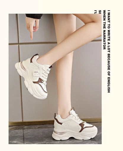 Women Thick Bottom Ultra-light Sneakers New Spring Autumn White Sports Shoes Casual Woman Comfort Breathable Running Shoes.