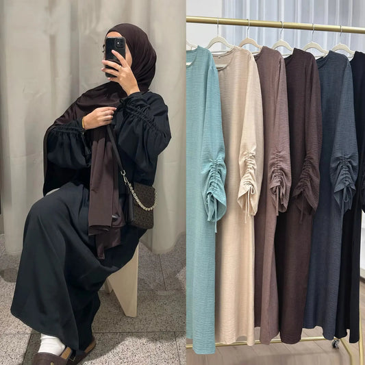 Eid Islamischen Modest Kleid für Frauen Abaya Spitze-up Hülse Marokko Casual Ramadan Vestidos Gebet Kaftan Dubai Muslimischen Lange robe