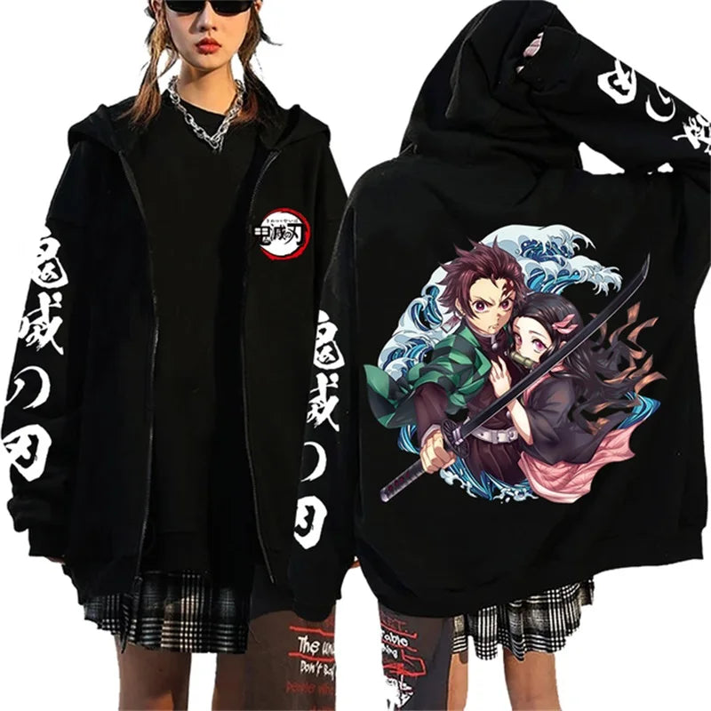 Designer Clothing Womens Luxury Essential Hoodies Japanese Anime Cartoon Demon Slayer Pattern Sweatshirt Womens Y2K Top Pullover.