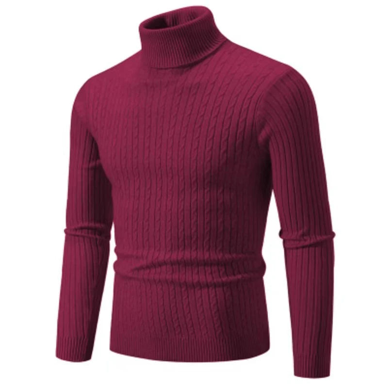 2025 New Men's High Neck Sweater Solid Color Pullover Knitted Warm Casual Turtleneck Sweatwear Woolen Mens Winter Outdoor Tops.