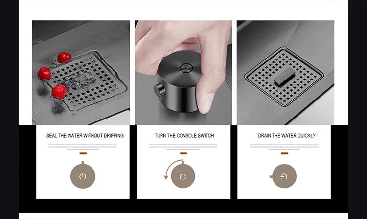 Large Size Nano Meter Cup Rinser Stepped Kitchen Sink 304 Stainless Steel 4mm Thickness Handmade Sinks With Knife Holder