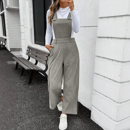Adjustable Basic Velvet Overalls Women's Pure Color Simple Style Autumn New Arrival Fashionable Female Bib Pants.