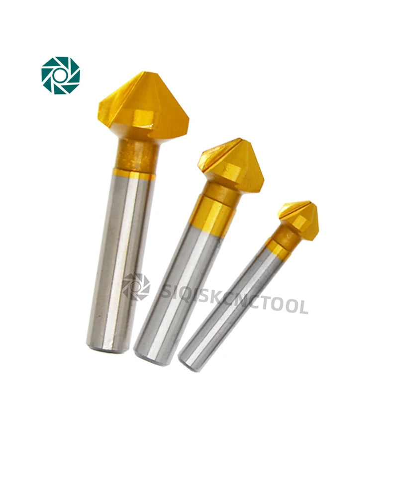 HSS Fasen Anfasen Cutter Schaftfräser Werkzeug Senker Bohrer Set Zu Holz Stell Fasen Cutter Power Tool 3 Flöte 90 grad
