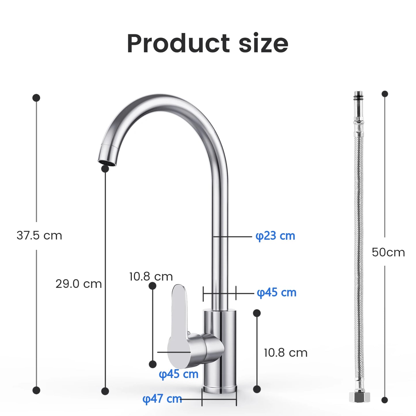 G3/8 Kitchen Faucet Hot and Cold Mixed Bathroom Faucet Single Handle Swivel Water Tap Deck Mounted Basin Faucet