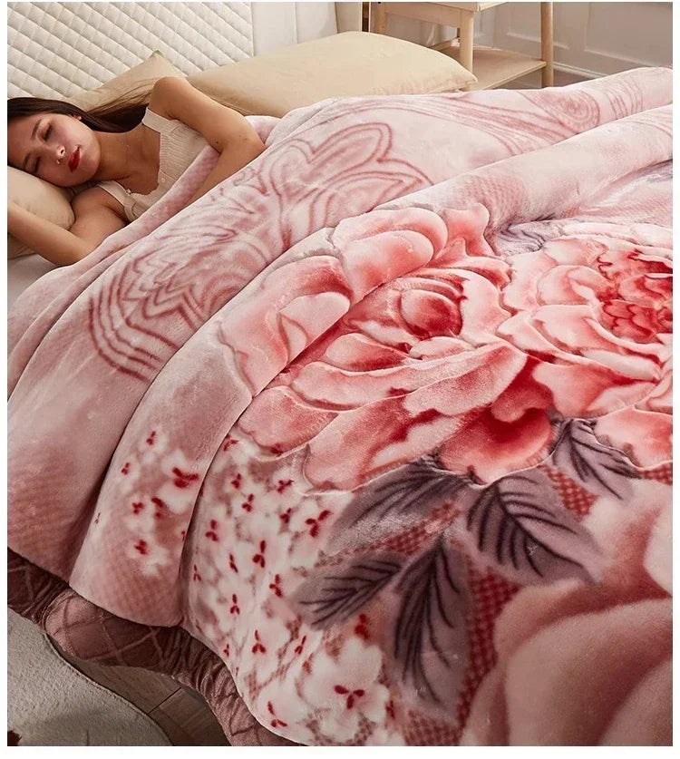 Flannel Blanket Double-deck Washable Quilt Siesta Keep Warm Double Person Thick Winter Soft Comfortable Plush Bed Sheet