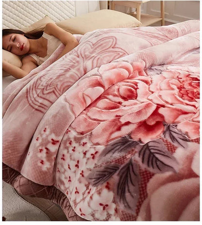 Flannel Blanket Double-deck Washable Quilt Siesta Keep Warm Double Person Thick Winter Soft Comfortable Plush Bed Sheet