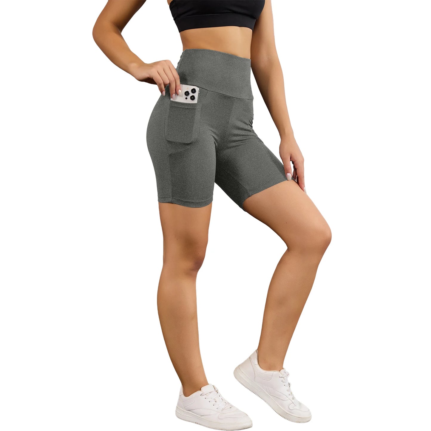 High Waisted Biker Shorts For Women With Pockets Super Soft No See Through Workout Running Yoga Athletic Push Up Gym.