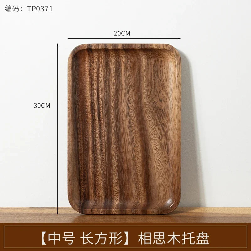 Wooden Tray Rectangular Solid Wooden Serving Tray Coffee Dessert Tea Storage Tray Kitchen Accessories.