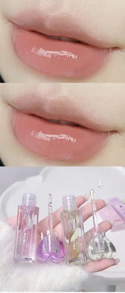 Plumping Jelly Lip Gloss Lasting Moisturizing Transparent Lip Oil Water Light Mirror Peach Lipstick Women Lips Makeup Cosmetics.