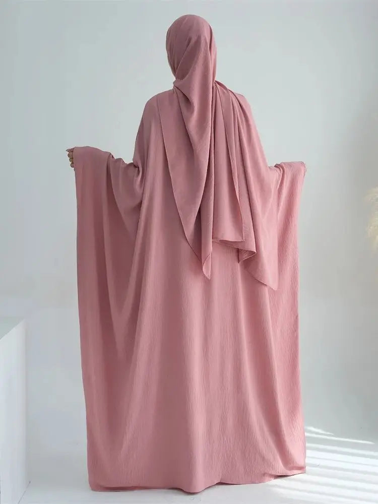 Ramadan Eid Baumwolle Leinen Khimar Abaya Set Dubai Muslim Sets Hijab Kleid Kaftan Abayas Kaftan Marocain Femme Vestidos Para Mujer.