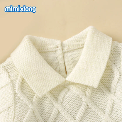 White Baby Girl Rompers Clothes Winter Long Sleeve Knitted Newborn Infant Boy Jumpsuits Hats Outfits Sets 0-18m Toddler Playsuit