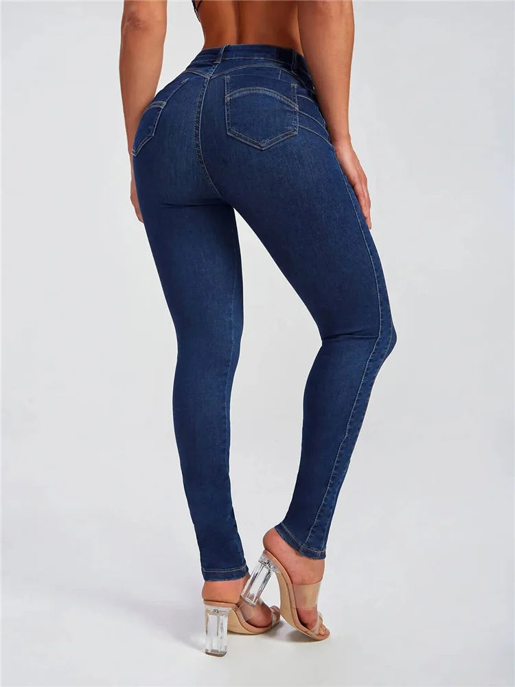 Women High Waist Stretch Skinny Hips Wrap Jeans Lady Slim Fit Classic Narrow Leg Denim Pencil Pants Y2k High Street Trousers.