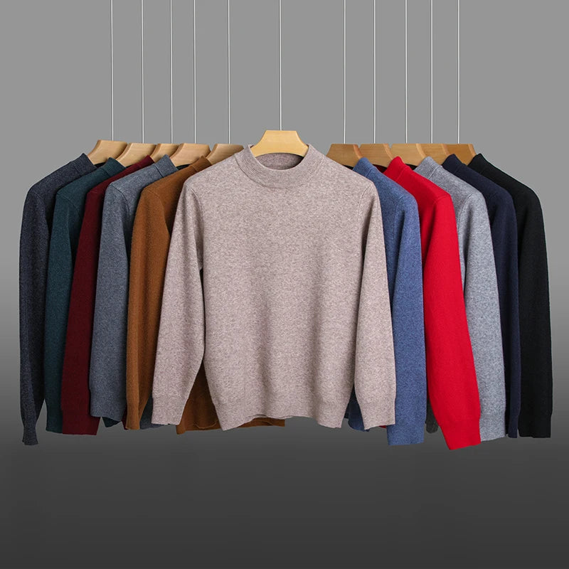 High End Anti-pilling Thick New Fashion Brand Casual Knit Pullover Sweater Half Turtleneck Mens Jumper Designer Clothing.