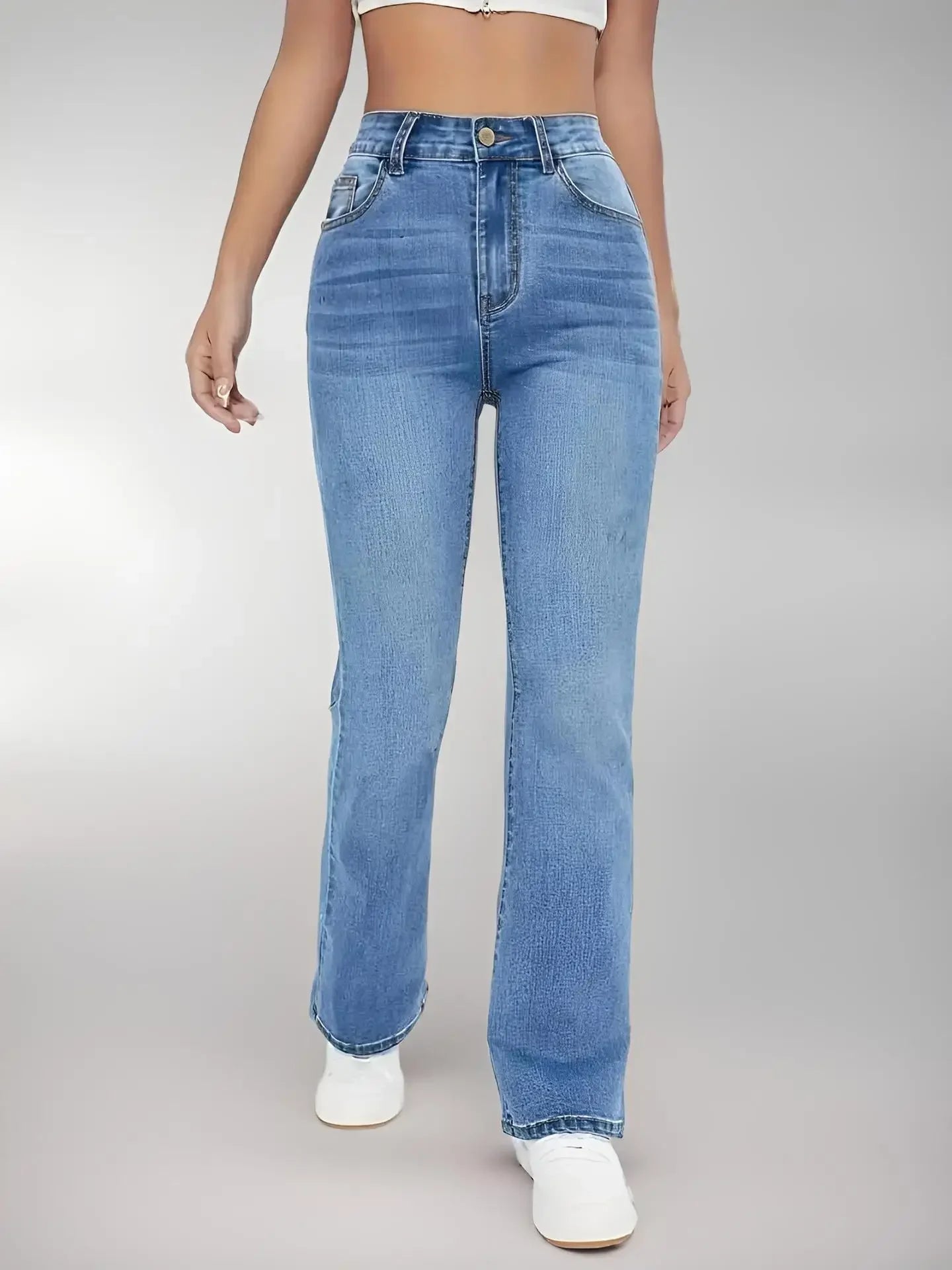 Spring 2025 Women's High Waist Straight Leg Light Blue Jeans Slimming Versatile Denim Pants Fashionable Casual Trousers.