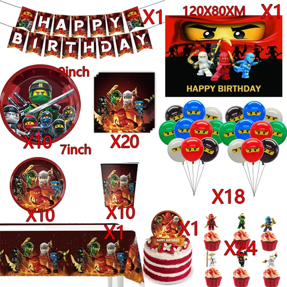 Neue Ninja Geburtstag Dekoration Supplie Ballon Geschirr Cartoon Banner Hintergrund Kuchen Dekoration Party Supplie Baby Dusche geschenk.
