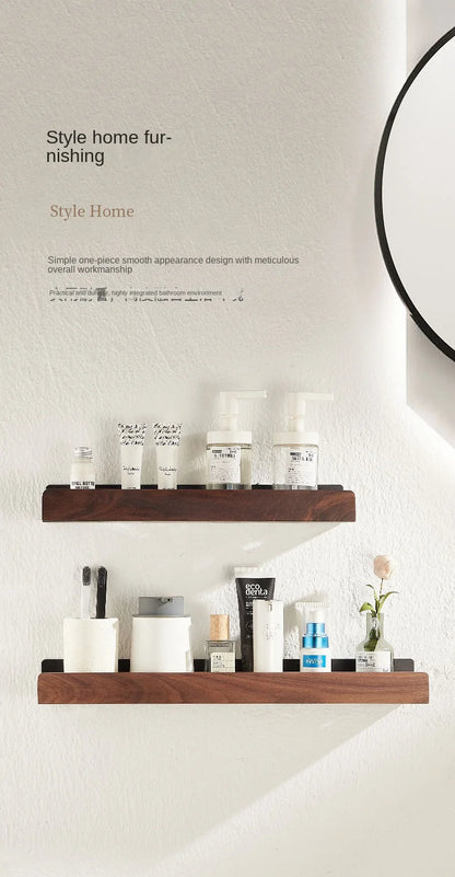 Badezimmerregal, Aufbewahrungsregal ohne Stanzen, Badezimmerregale aus massivem Holz, stanzfreies Holzregal zur Wandmontage, Toiletten-Organizer