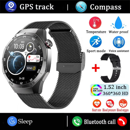 2025New For Android and ios Smart Watch Men AMOLED Screen GPS Motion trajectory Heart Rate Bluetooth Calls SmartWatch Waterproof