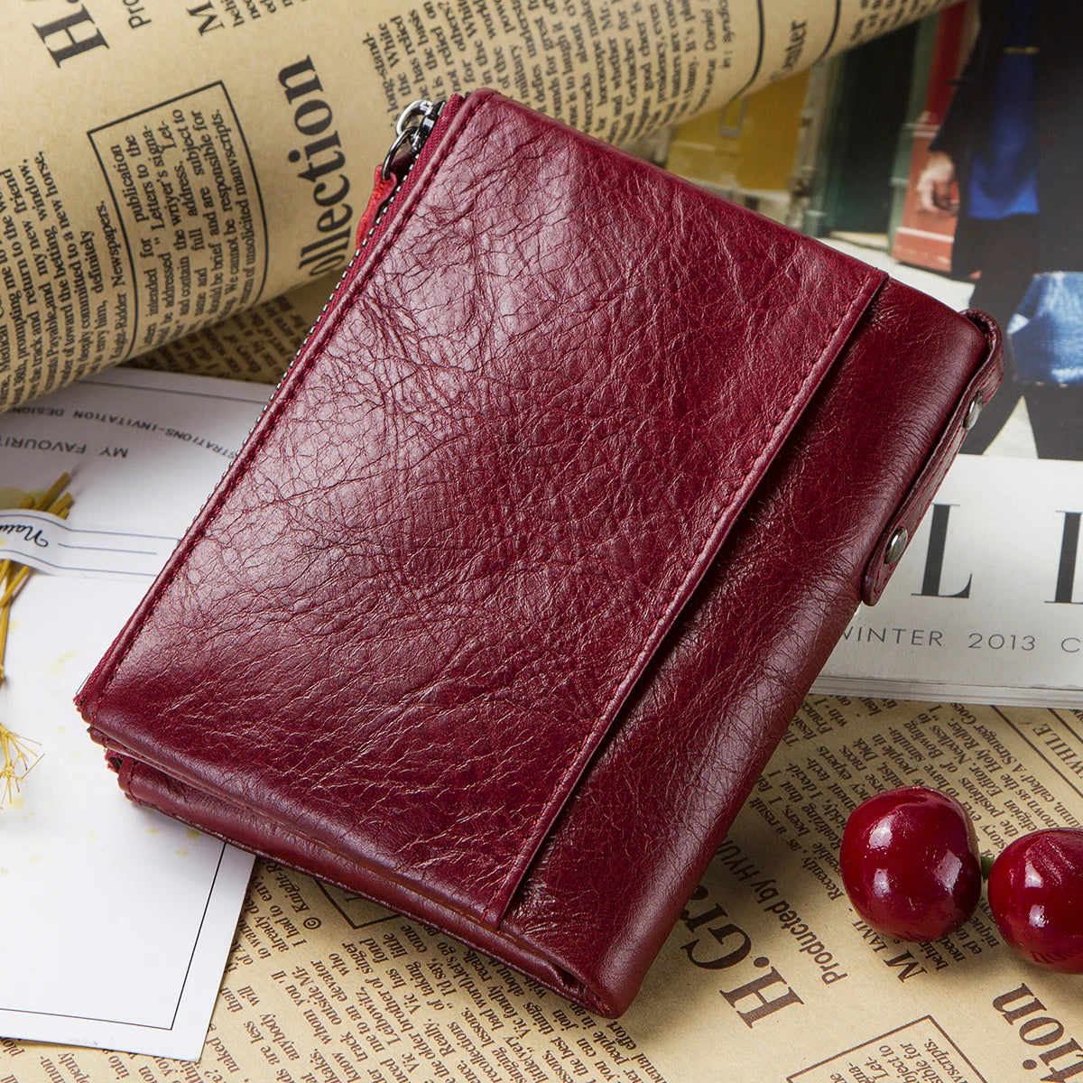 CONTACT'S Genuine Leather Short Wallets for Women Luxury Designer Coin Purse Female Money Clip Card Holder Customize Men Wallets.