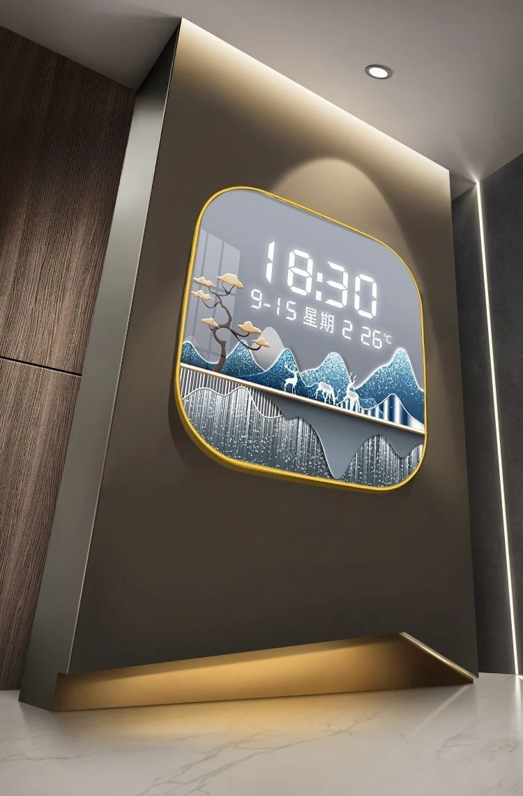 Wanduhr Digital anzeige stille Temperatur Uhr Quadrat Wohnzimmer Home Schlafzimmer Esszimmer Wandmalerei
