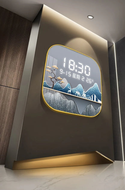 Wanduhr Digital anzeige stille Temperatur Uhr Quadrat Wohnzimmer Home Schlafzimmer Esszimmer Wandmalerei